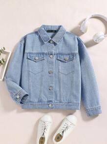 Tween Girl Butterfly & Slogan Graphic Denim Jacket,Holiday,Summer,Travel, School, Campus, College