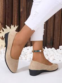 Women's Flat Sole Shoes - Khaki - View 3