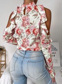 SHEIN Frenchy Top con estampado floral de hombros descubiertos - Multicolor - Ver 2