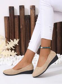 Women's Flat Sole Shoes - Khaki - View 4