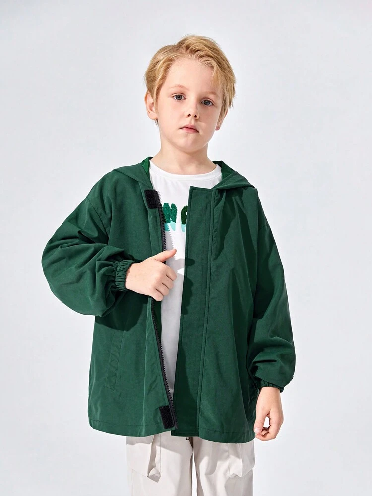 Tween Boy Zip Up Hooded Windbreaker Coat