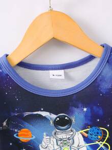 Baby Boy Astronaut Print Sweatshirt - Blue - View 4