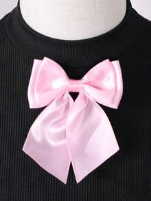 SHEIN Tween Girl Bow Front Gigot Sleeve Dress - Black - View 6