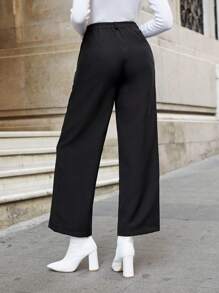 RueChic Solid Slant Pocket Suit Pants - Black - View 2