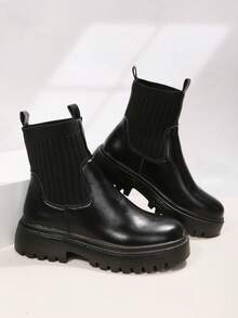 Giày bốt thông thường thời trang dành cho nữ để mặc ngoài trời vào mùa thu đông - màu đen - Xem 2