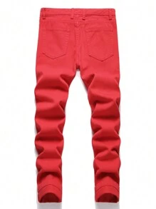 Tween Boys Ripped Jeans Red Classic Fit Jeans Long Pants - Red - View 2