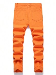 Tween Boy Ripped Frayed Straight Jeans - Orange - View 2