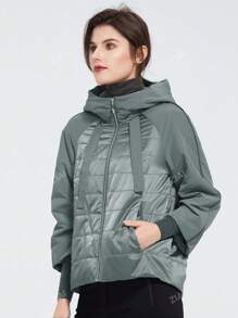 ZIAI Zip Up Drawstring Hooded Padded Coat