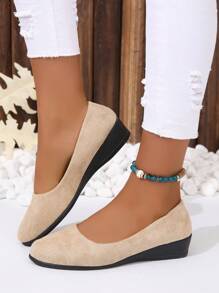 Women's Flat Sole Shoes - Khaki - View 2