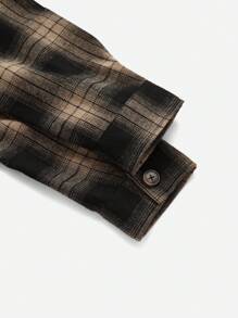 SHEIN Maternity Plaid Print Drop Shoulder Flap Pocket Belted Coat - Multicolor - View 7