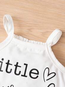Baby Girl Letter Graphic Cami Top & Floral Print Pants - Multicolor - View 4