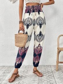 SHEIN VCAY In Đồ họa Nút phía trước Quần - Nhiều màu - Xem 5