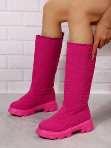 女性時尚靴子 - 玫紅色 - 查看 3