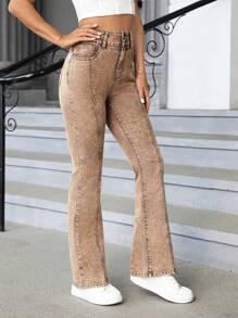 SHEIN Privé Jeans de pierna amplia con costura delantera