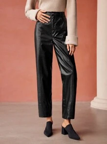 MOTF PREMIUM REPTILE PU LEATHER PANTS - Black - View 4