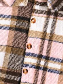 SHEIN 年輕女孩格子印花翻蓋細節弧形下擺外套 - 彩色 - 查看 8