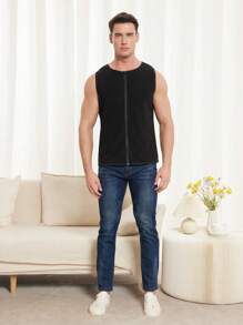 Hombres Top tank con cremallera