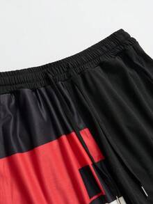 Manfinity Nam In Địa lý Áo thun & Eo dây rút Quần short - Đỏ - Xem 5