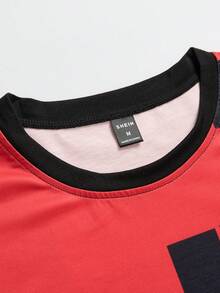Manfinity Nam In Địa lý Áo thun & Eo dây rút Quần short - Đỏ - Xem 7