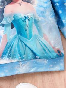 SHEIN 年輕女孩雪花和人物圖案運動衫 - 彩色 - 查看 5