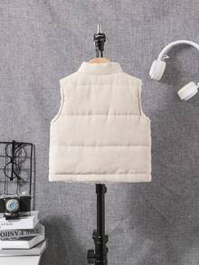 SHEIN 男婴单件按扣背心加厚外套 - 杏色 - 查看 2