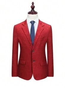 Manfinity Mode Men 1pc Jacquard Lapel Neck Blazer - Red - View 1