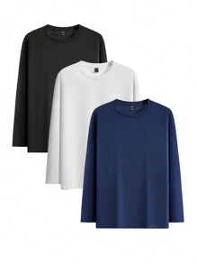 Manfinity Homme Nam 3pcs Chất rắn Vòng cổ Áo thun - Nhiều màu - Xem 1