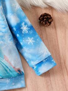 SHEIN 年輕女孩雪花和人物圖案運動衫 - 彩色 - 查看 3