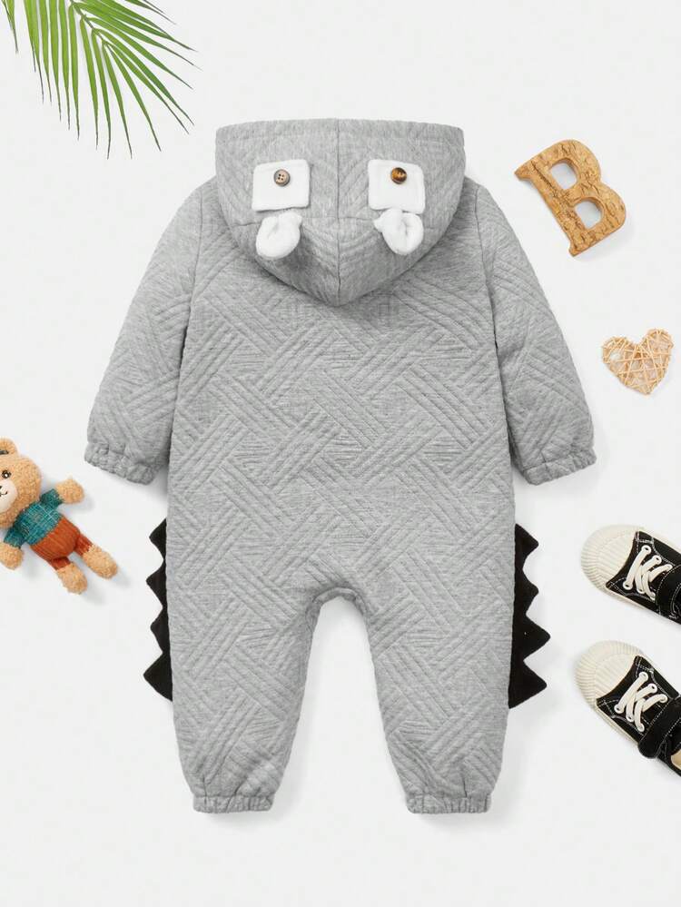 Baby Boy 1pc 3D Ear Design Zip Up Hooded Jumpsuit