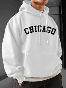 Manfinity Hypemode Áo hoodie dây rút có họa tiết chữ Kangaroo dành cho nam - trắng - Xem 1