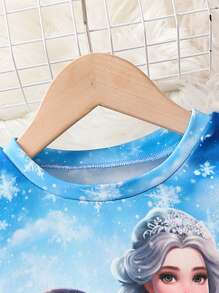 SHEIN 年輕女孩雪花和人物圖案運動衫 - 彩色 - 查看 4