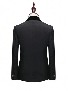 Manfinity Mode Men 1pc Jacquard Shawl Collar Blazer - Black - View 2