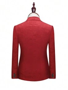 Manfinity Mode Men 1pc Jacquard Lapel Neck Blazer - Red - View 2
