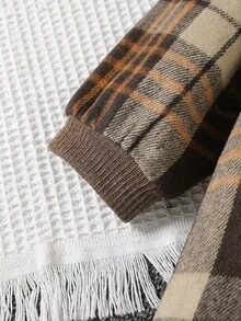 SHEIN Young Girl Plaid Print Ruffle Hem Dress & Tank Top - Brown - View 4