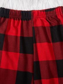 SHEIN 聖誕節 Tween Girl 小高領 T 恤和水牛格紋長褲 - 彩色 - 查看 7