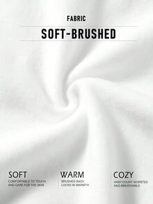 SHEIN EZwear 數字和字母圖形抽繩連帽衫 - 白色 - 查看 7