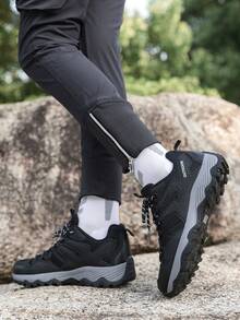 女款黑色透氣系帶戶外徒步鞋 - 黑色 - 查看 3