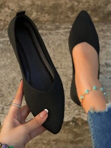 Women's Flat Shoes - Black - View 1