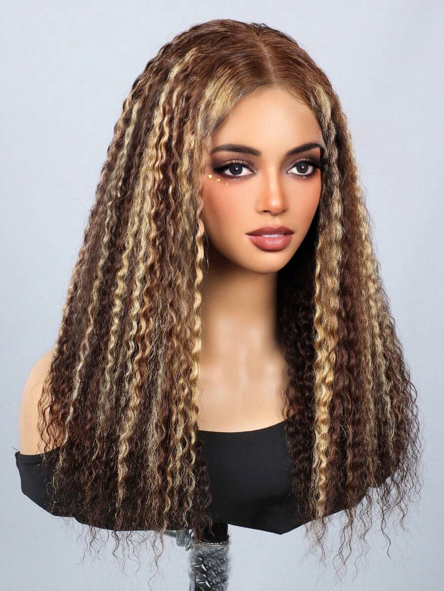 5X5 Glueless Lace P4/27 Bohemian Deep Curly Wig Honey Blonde Piano