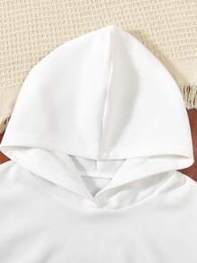 SHEIN Váy áo có mũ trùm đầu bên hông cô gái Tween - trắng - Xem 5