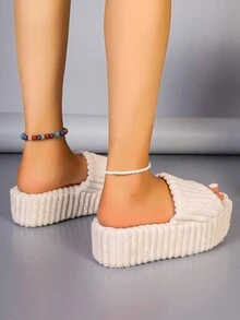 Women's Thick Platform Slippers - White - View 3