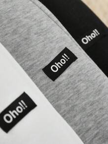 SHEIN Baby Boy 3pcs Letter Patched Detail Tie Waist Sweatpants - Black and White - View 4