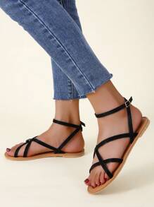 女士平底涼鞋 - 黑色 - 查看 1