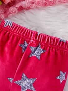 Baby Girl Star Print Flare Leg Pants - Hot Pink - View 3
