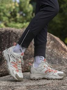 Women's Beige Lace Up Lightweight Breathable Outdoor Hiking Shoes - Beige - View 4