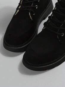 Ladies' Warm Lace-up Front Plush Lining Fashion Snow Boots, Elegant Outdoor Classic Boots - Black - View 4