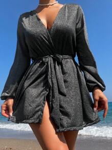 SHEIN Swim Summer Solid Belted Kimono