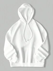 SHEIN Unity Floral & Letter Graphic Drawstring Thermal Lined Hoodie - White - View 4