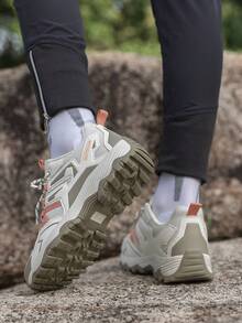 Women's Beige Lace Up Lightweight Breathable Outdoor Hiking Shoes - Beige - View 3