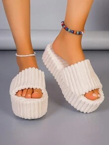 Women's Thick Platform Slippers - White - View 6